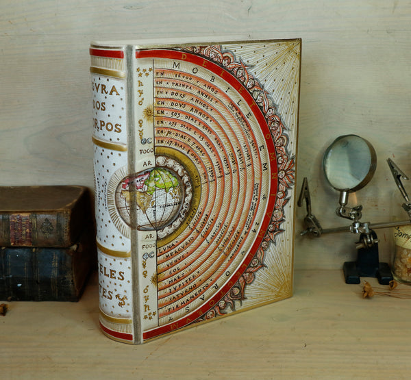 Handpainted Leather Journal, One of a Kind blank book on astrology - Between Heavens and Earth