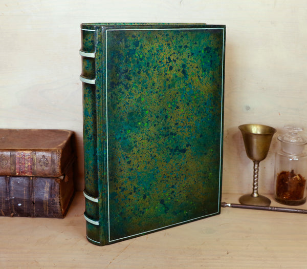 One of a kind green leather journal with handpainted decoration - A Garden in Bloom