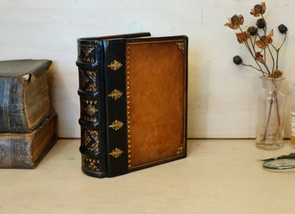 Vintage leather journal, Tooled decoration - Mystic Sunset
