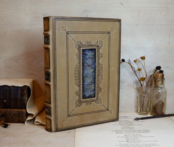 Brown Leather Journal with tooled and hand painted decoration - Cozy Days