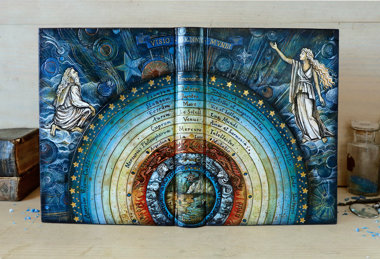 Handpainted Leather Journal, Visio Ordinis Mundi / Order of the Universe
