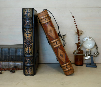 Once Upon a Time - Brown leather journal with metal corners and hinges