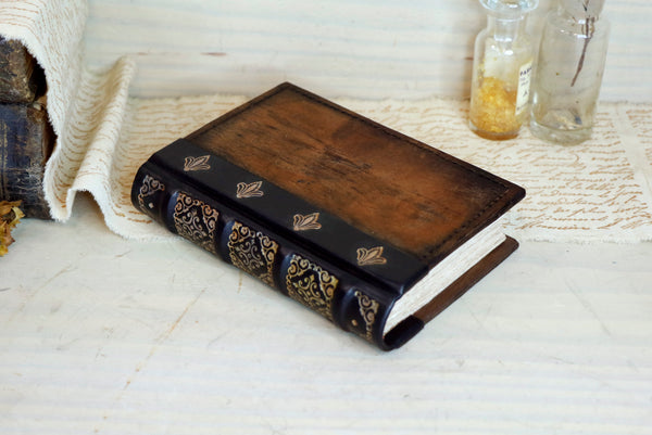 Vintage leather journal, Tooled decoration - Mystic Sunset