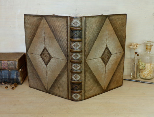 Brown leather journal with blind tooled decoration, Monochrome Textures (II)