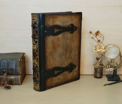 Once Upon a Time - Brown leather journal with metal corners and hinges