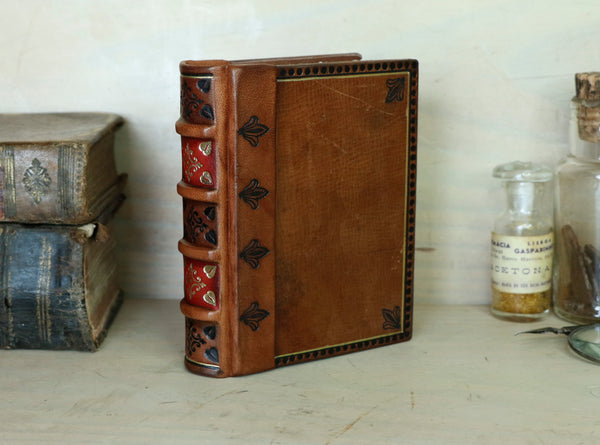 Vintage leather journal, Tooled decoration - Mystic Sunset