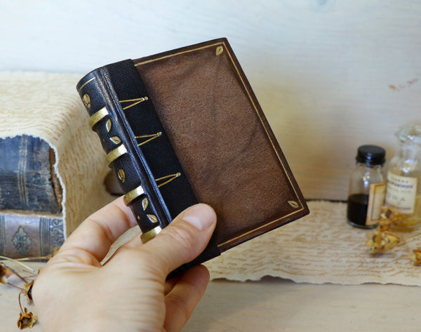 Vintage leather journal with tooled decoration - A Small Treasure