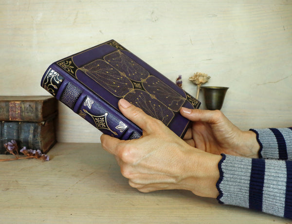 Starlit Pathway, Purple leather journal with gold tooled decoration