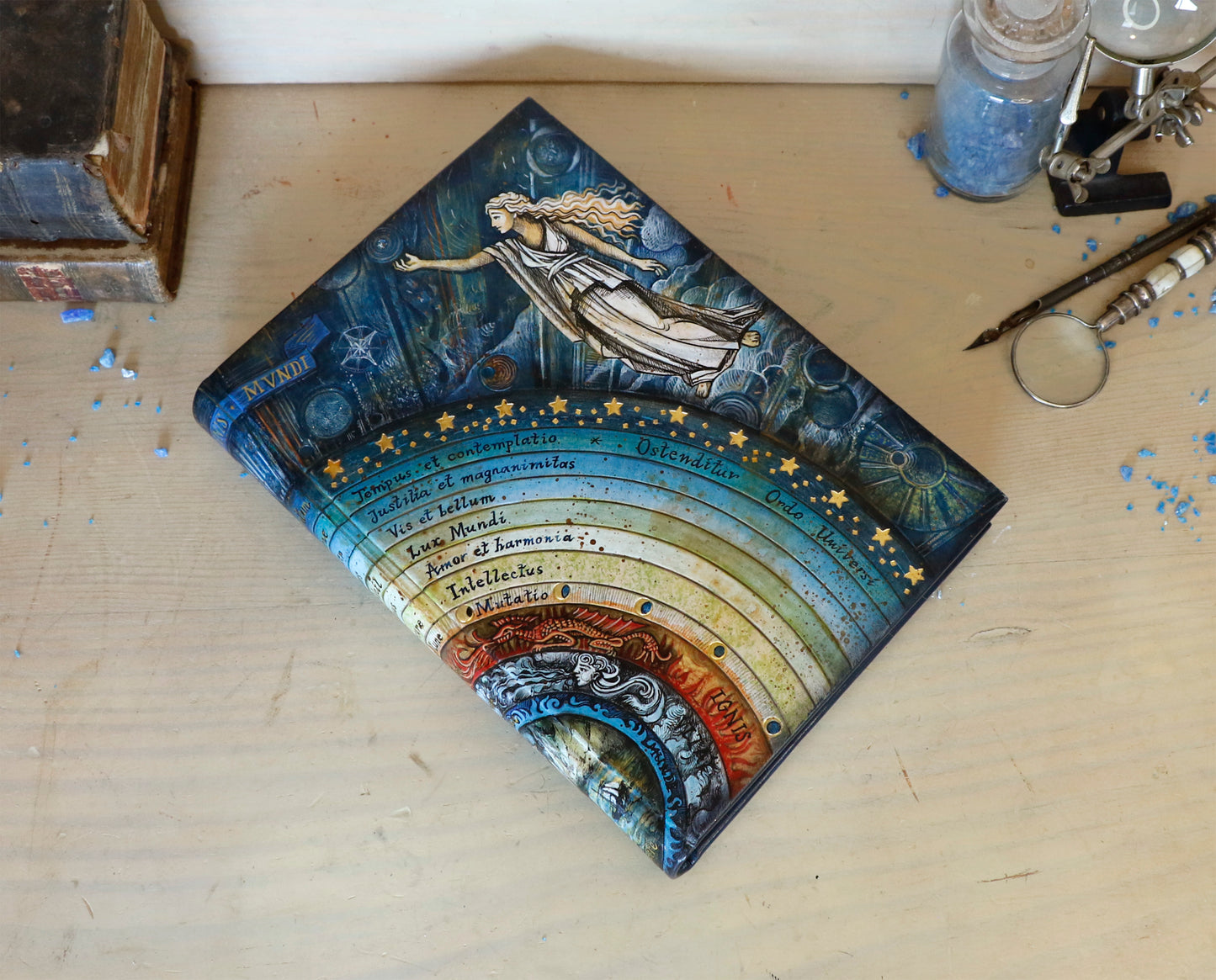 Handpainted Leather Journal, Visio Ordinis Mundi / Order of the Universe