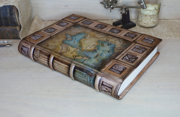 Handpainted leather journal, Artist paper, "The Story of Writing". One of a Kind