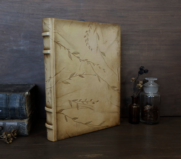 Natural leather journal with tooled floral decoration. One of a kind. Return to Nature