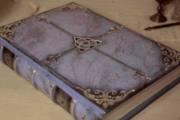 Purple Leather Journal, Romantic diary, Silver decoration, "Purple Goddess"