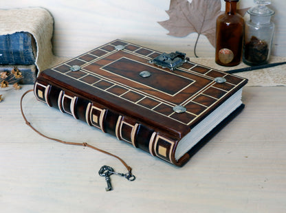 Brown Leather Journal with lock and key - "Secret Words"