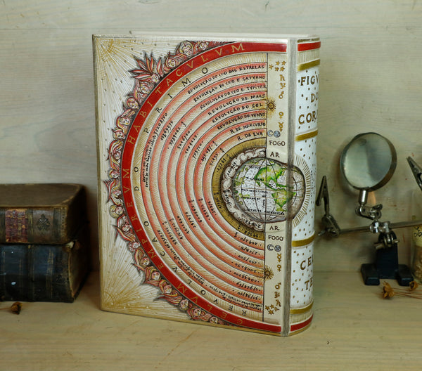 Handpainted Leather Journal, One of a Kind blank book on astrology - Between Heavens and Earth