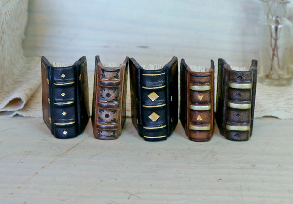 Miniature journal, vintage leather with tooled decoration. One Tiny Book