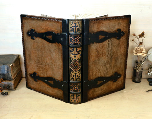 Once Upon a Time - Brown leather journal with metal corners and hinges