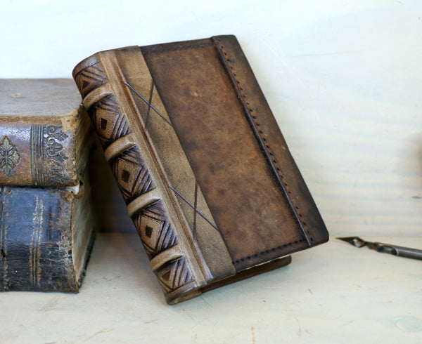 Vintage leather journal, Tea stained pages - Vintage Leaves