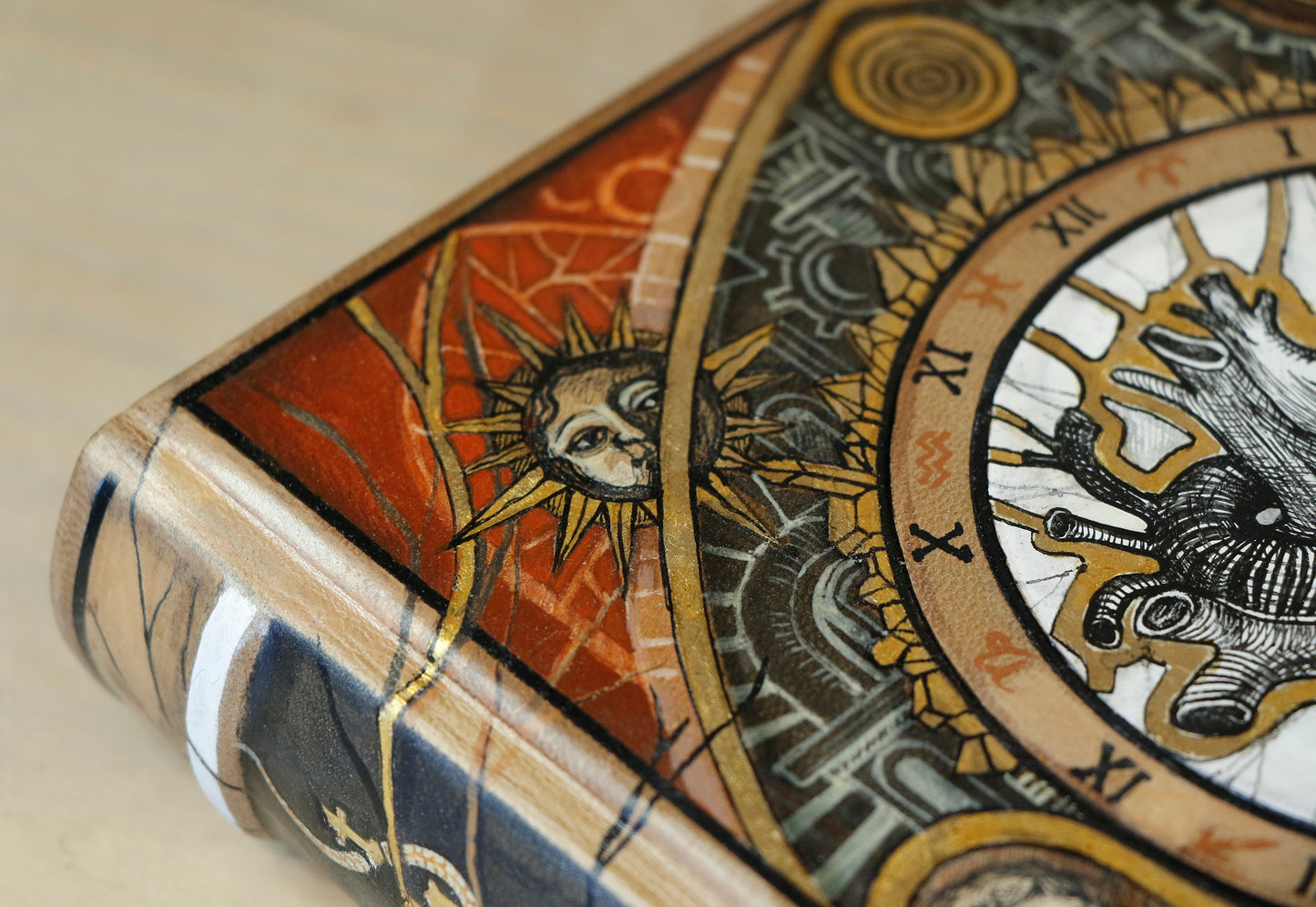Handpainted Leather Blank Book with Original Artwork - The Alchemy of Love. One of a Kind.