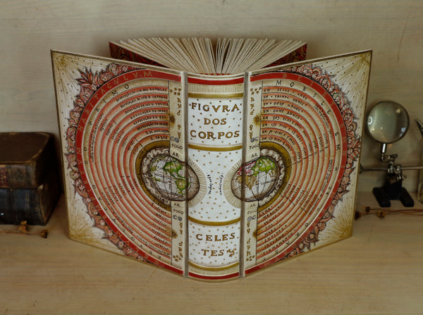 Handpainted Leather Journal, One of a Kind blank book on astrology - Between Heavens and Earth