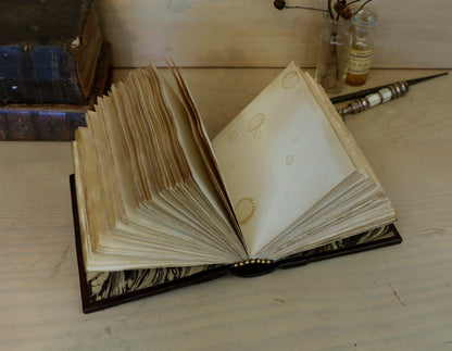 Vintage leather journal, Tooled decoration - Mystic Sunset