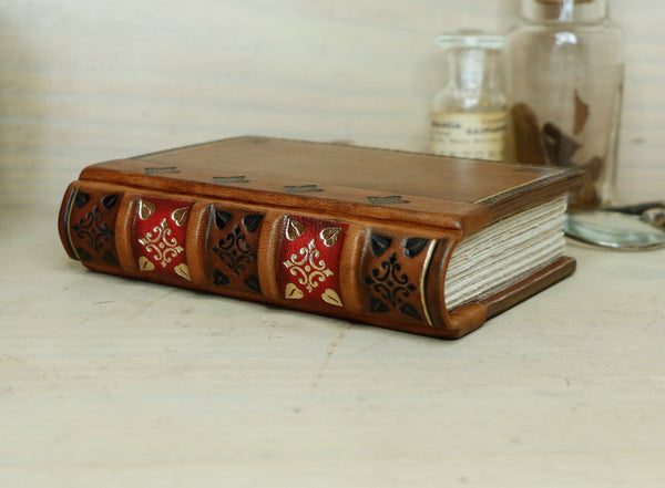 Vintage leather journal, Tooled decoration - Mystic Sunset