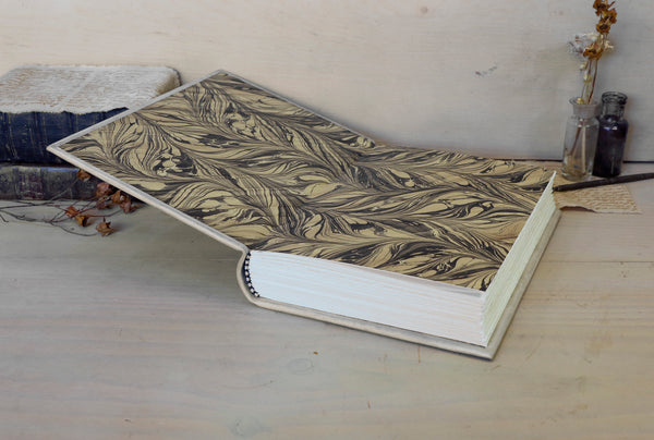 Cream Leather Journal / Guest Book with tooled and hand painted decoration - Ivory Dreams