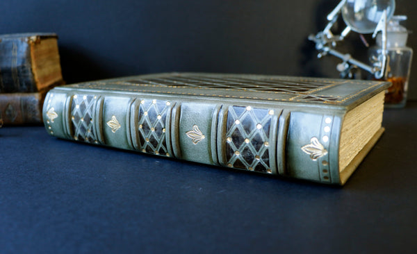 Grey leather journal with gold tooled decoration, Royal Mirage II