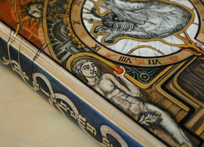 Handpainted Leather Blank Book with Original Artwork - The Alchemy of Love. One of a Kind.