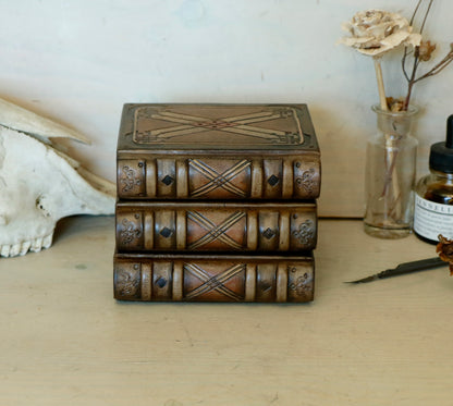 Natural leather journal, Tooled decoration - Orange Sunset