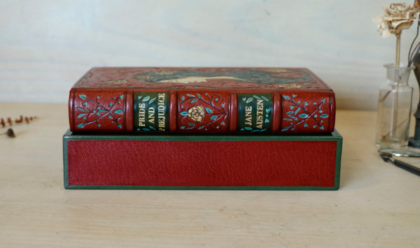 Pride and Prejudice | Jane Austen. Hand Tooled and Painted Leather Binding, Original Artwork Design. One of a kind