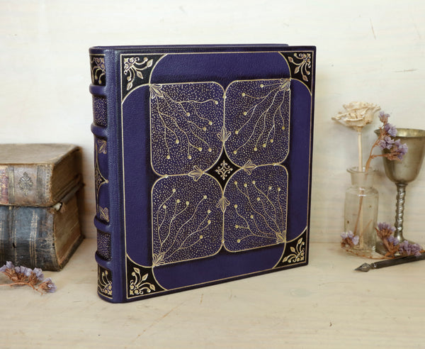 Starlit Pathway, Purple leather journal with gold tooled decoration