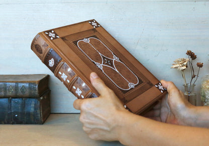 Brown Leather Journal with White Tooled Decoration - Inner Alchemy