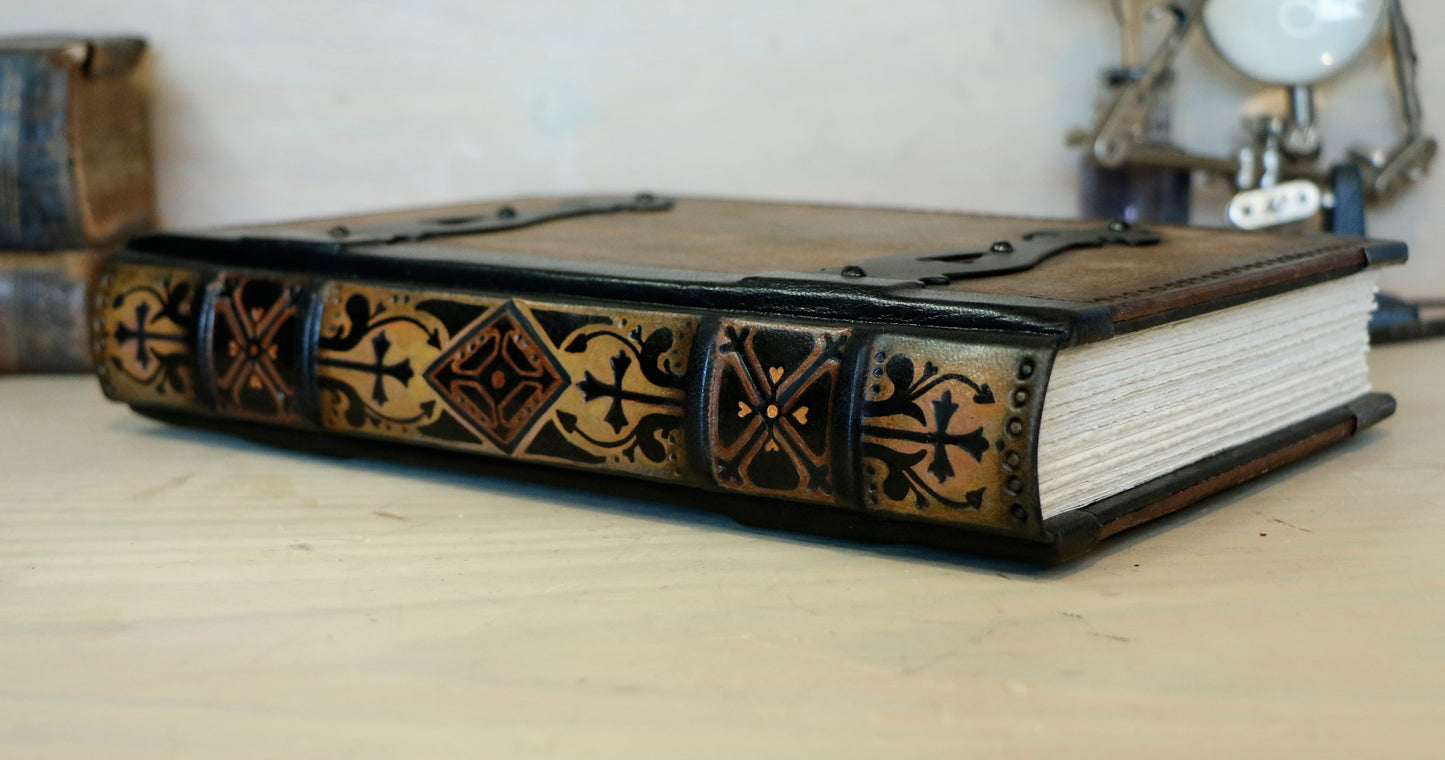 Once Upon a Time - Brown leather journal with metal corners and hinges