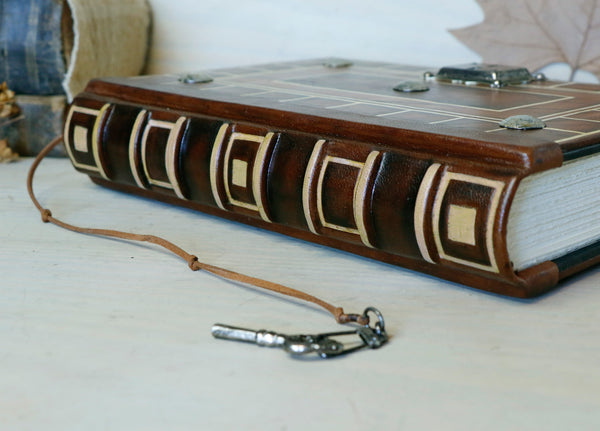 Brown Leather Journal with lock and key - "Secret Words"