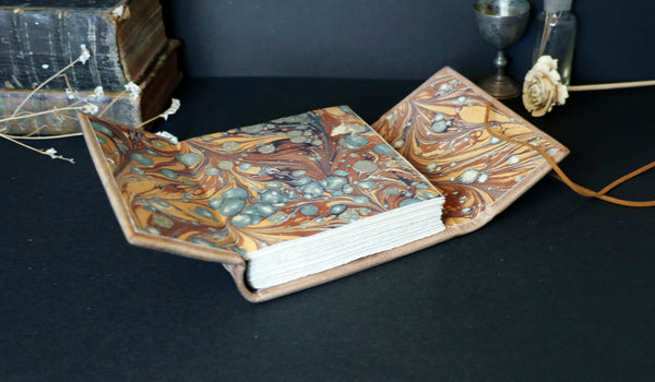 Natural Leather Journal with Silver Pink Heart Decoration, "Sparks"