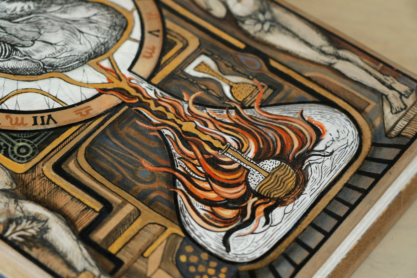 Handpainted Leather Blank Book with Original Artwork - The Alchemy of Love. One of a Kind.