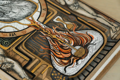 Handpainted Leather Blank Book with Original Artwork - The Alchemy of Love. One of a Kind.