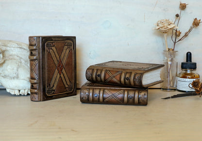 Natural leather journal, Tooled decoration - Orange Sunset