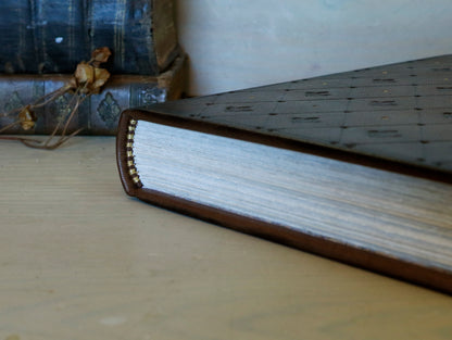 Brown leather journal with tooled diamond decoration. One of a Kind.
