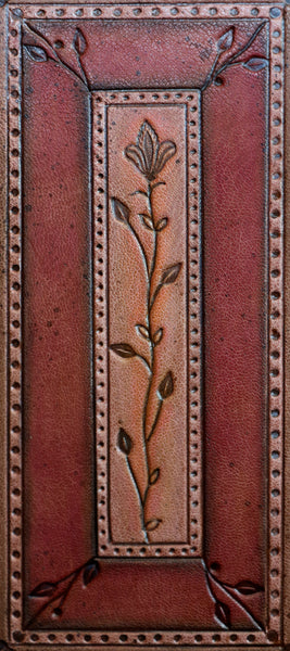 Dusty Pink Leather Journal with floral decoration. Spring Garden. One of a kind