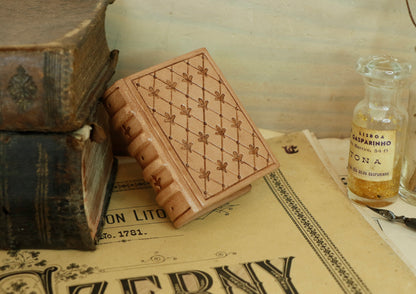 Miniature leather journal, Natural leather, tooled decoration