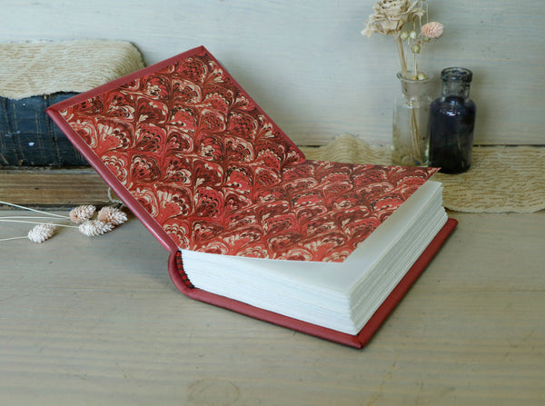 Pink Leather Journal with red floral decoration. Passion of Life