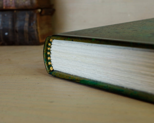 One of a kind green leather journal with handpainted decoration - A Garden in Bloom