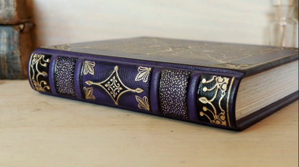 Starlit Pathway, Purple leather journal with gold tooled decoration