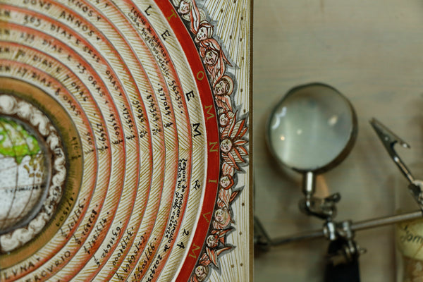 Handpainted Leather Journal, One of a Kind blank book on astrology - Between Heavens and Earth