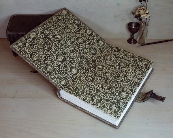 Journal with Lock and Key, Antique Crocodile Textured Leather - "The Collector"