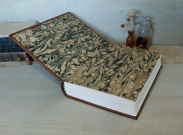 Brown Red Leather Journal with Gold Decoration, Antiqued leather notebook - Sienna Sunset