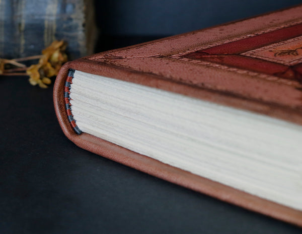 Dusty Pink Leather Journal with floral decoration. Spring Garden. One of a kind