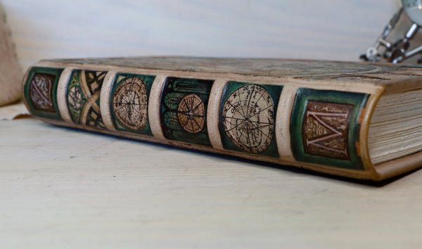 Handpainted leather journal, Artist paper, "The traveler". One of a Kind