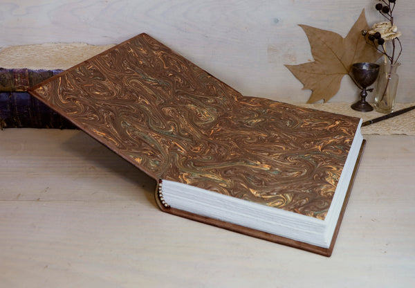 Brown Leather Journal with floral decoration. Before Sunset. One of a Kind